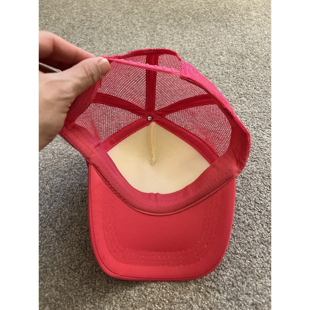 Y2K Vintage Trucker Hat Girls OS Pink Excellent Zoey Chenille Glitter Patch Mesh